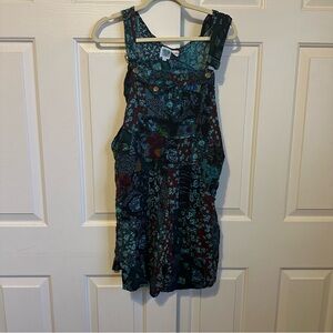 Love Tent Patchwork shortail Overall Bibs Floral Boho Hippie Vintage Sz L